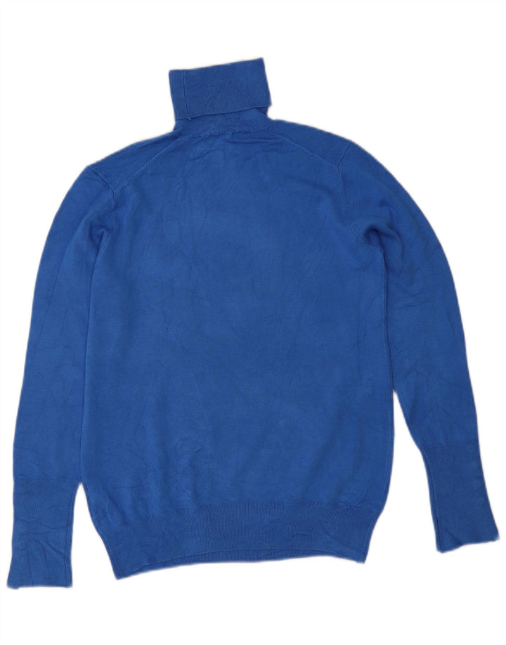 Maglione maglione a collo alto da donna Zara UK 14 grande viscosa blu