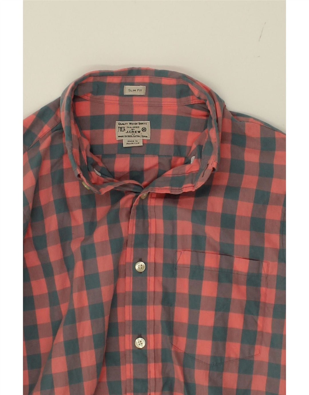 J. CREW Mens Tailored Slim Fit Shirt XS Red Gingham Cotton Vintage J. Crew and Second-Hand J. Crew from Messina Hembry 