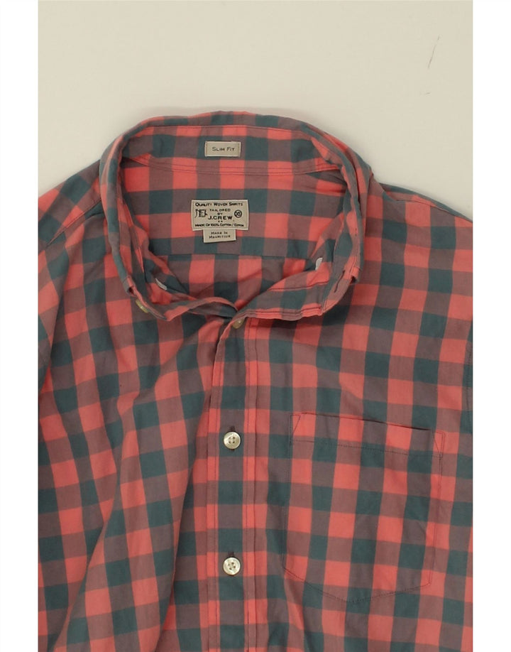 J. CREW Mens Tailored Slim Fit Shirt XS Red Gingham Cotton Vintage J. Crew and Second-Hand J. Crew from Messina Hembry 