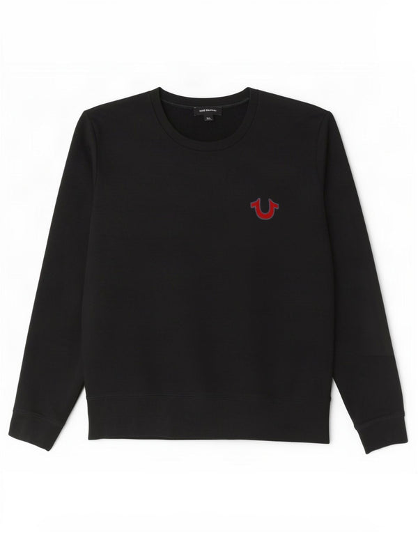 Felpa grafica da donna True Religion, maglione UK 16, grande cotone nero