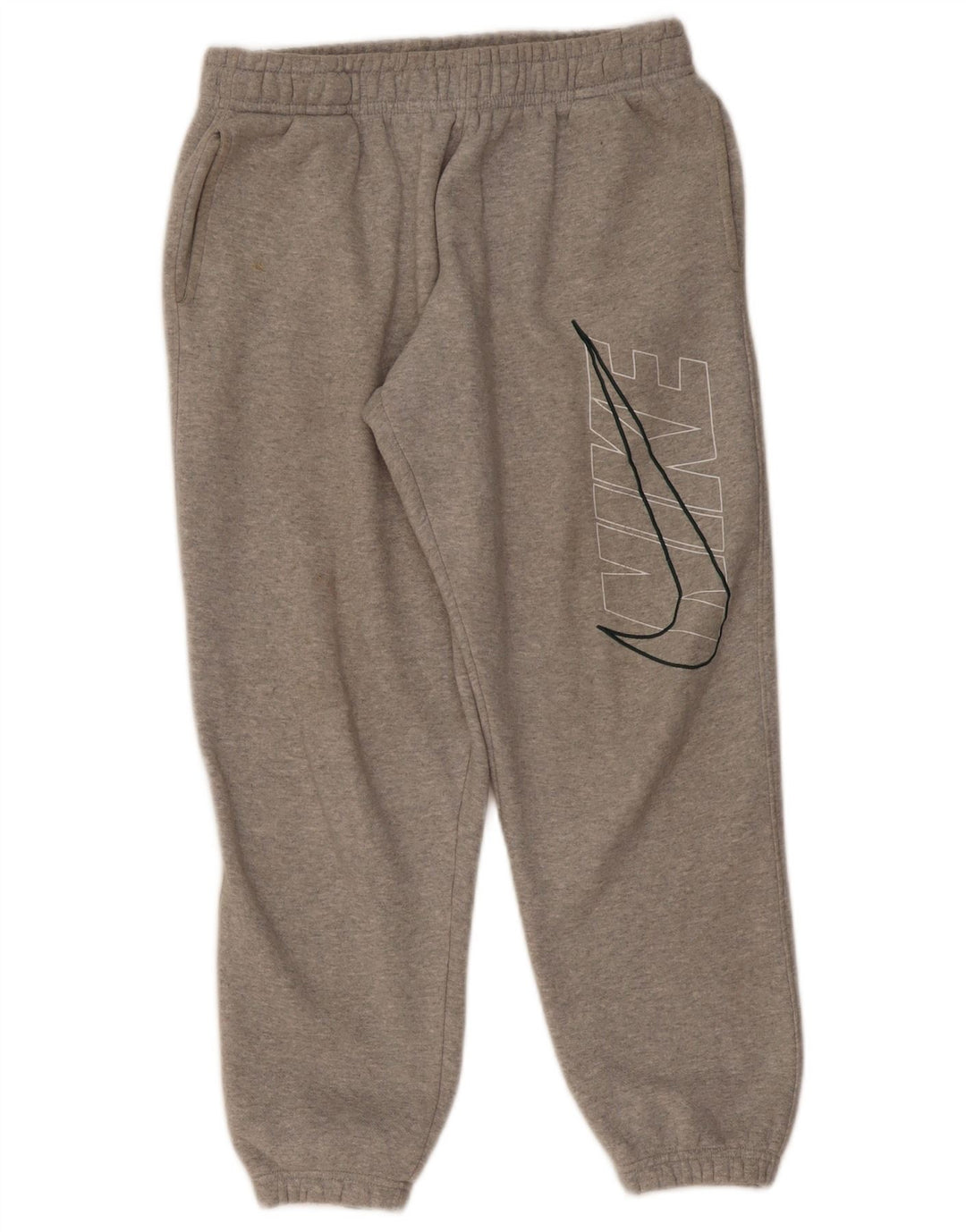 Pantaloni da tuta con grafica Nike da donna, pantaloni da jogging, UK 12, cotone grigio medio