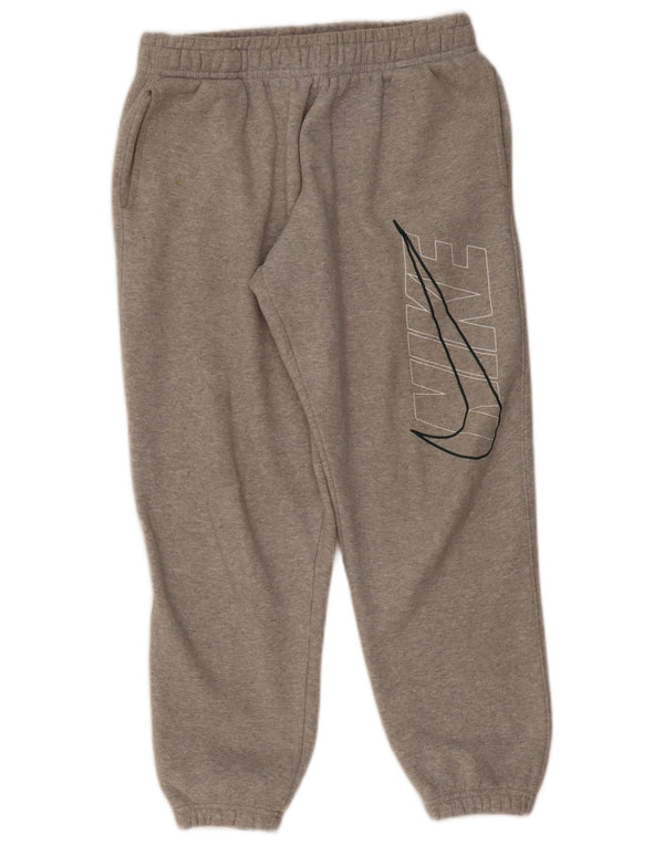 Pantaloni da tuta con grafica Nike da donna, pantaloni da jogging, UK 12, cotone grigio medio