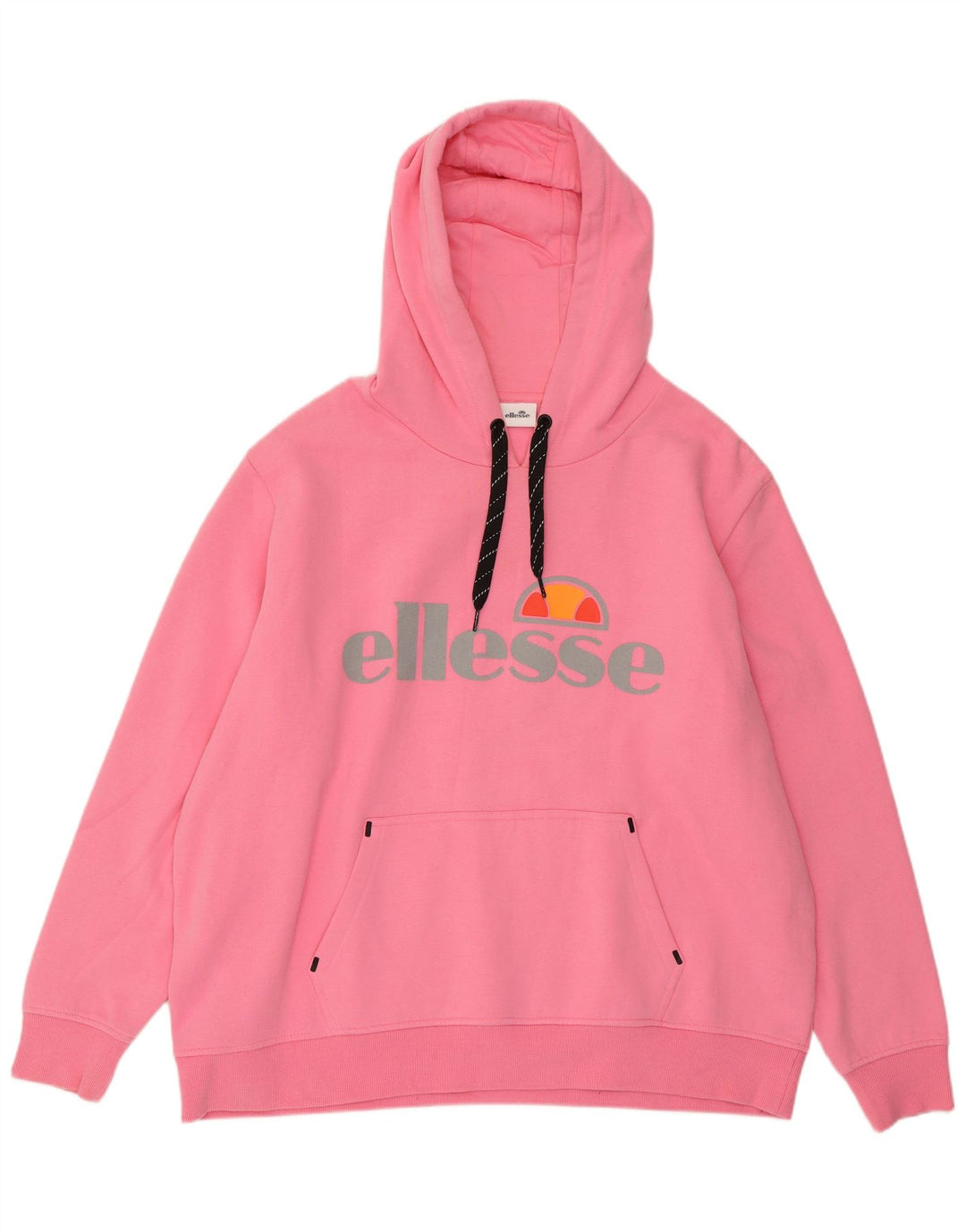 ELLESSE Maglione con cappuccio oversize con grafica da donna UK 22 3XL Cotone rosa