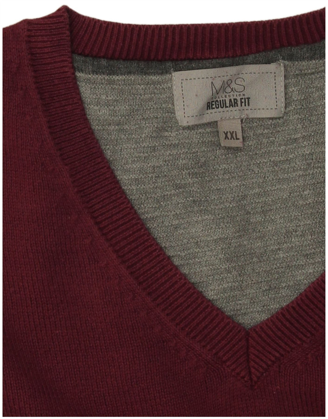 Maglione da uomo Marks & Spencer vestibilità regolare con scollo a V 2XL cotone marrone