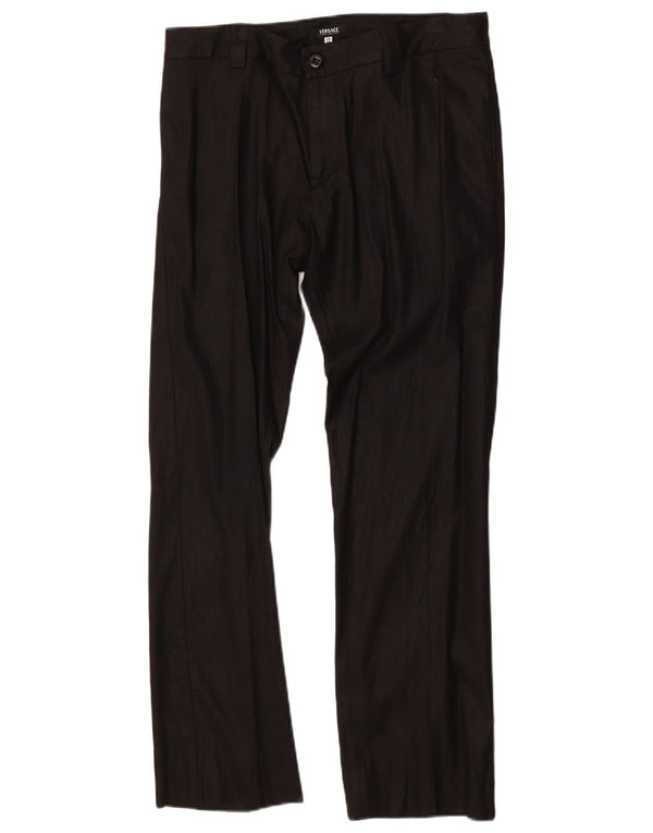 Pantaloni da abito dritti a vita alta da donna Versace IT 48 XL W32 L30 Nero