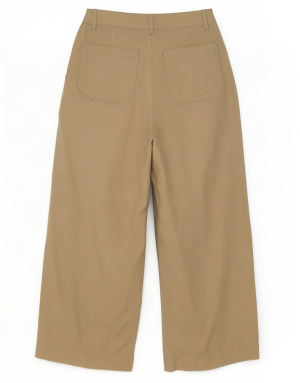 Pantaloni a gamba larga a vita alta da donna Massimo Dutti EU 38 Small W28 L25 Beige
