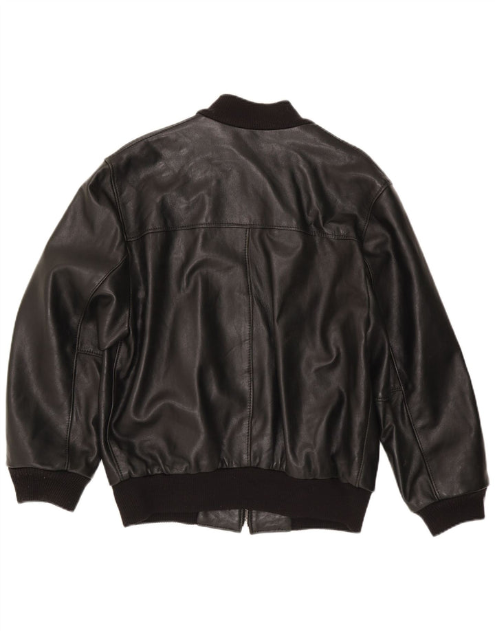 Giacca bomber in pelle da uomo vintage UK 38 media nera