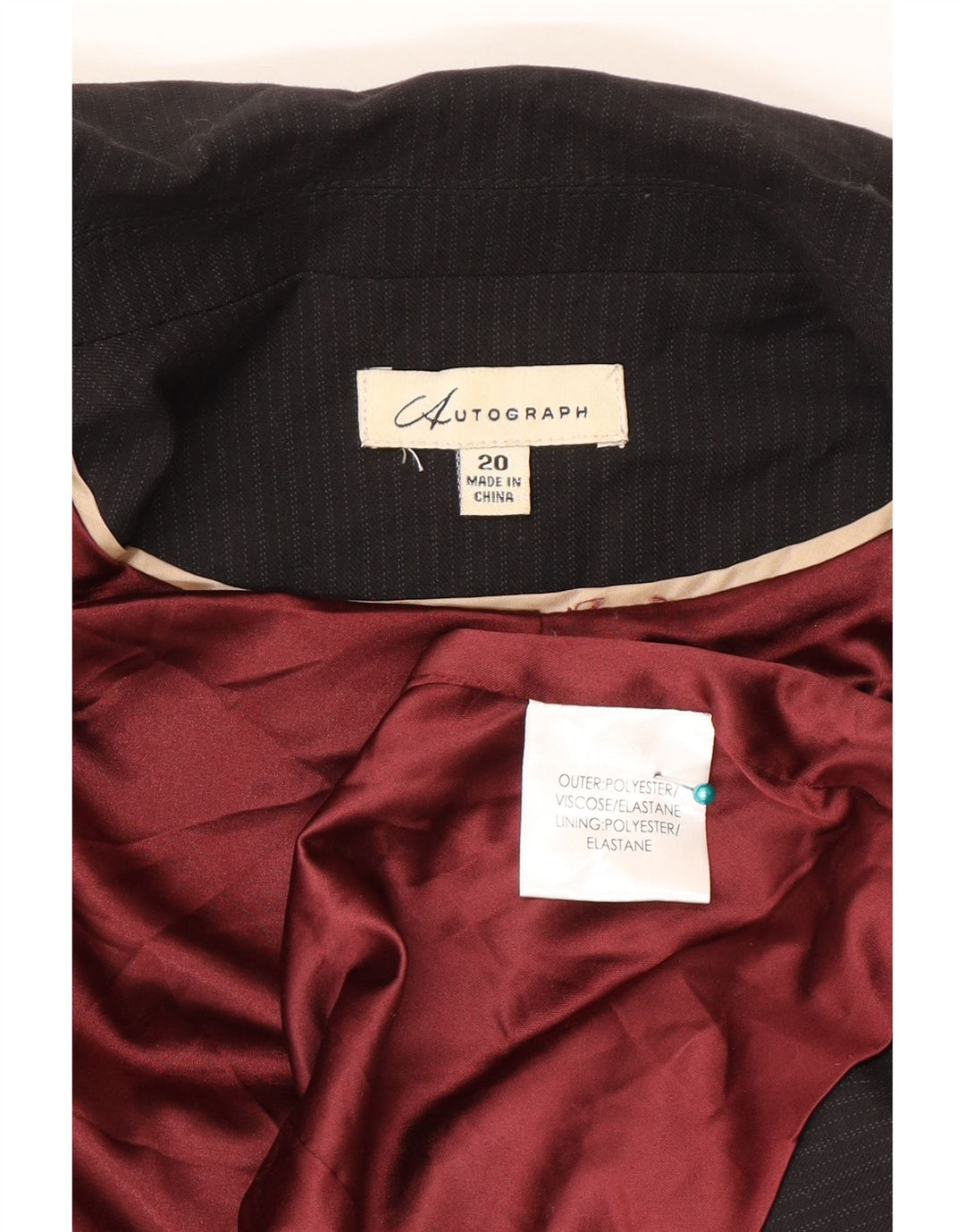 Giacca blazer autografa da donna Marks & Spencer UK 20 2XL Gessato nero