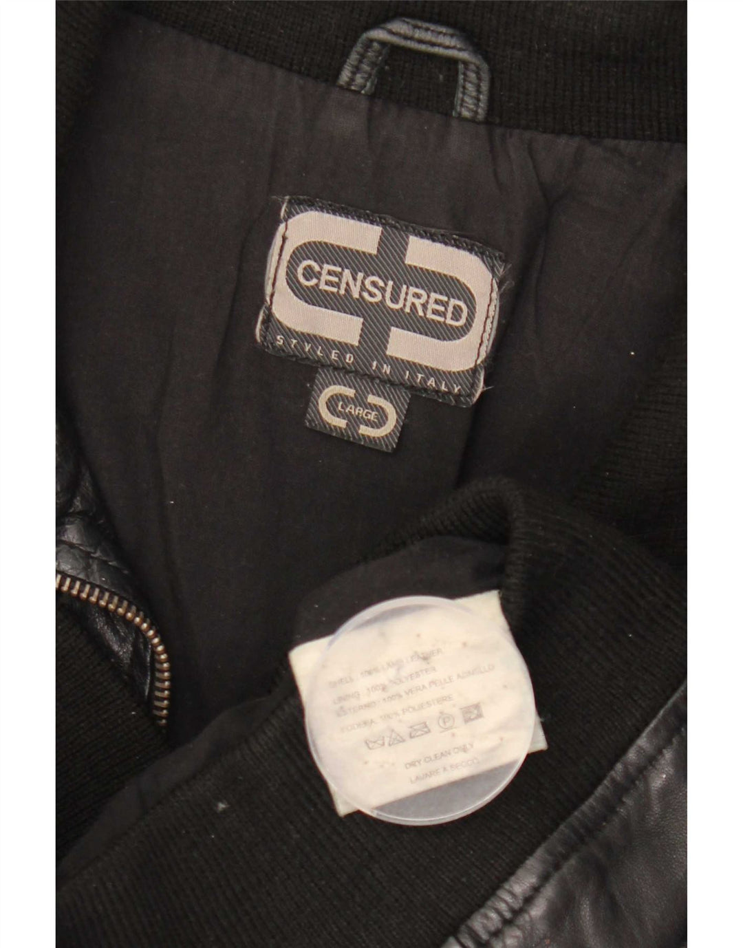 Giacca in pelle da donna censurata UK 14 Grande pelle nera