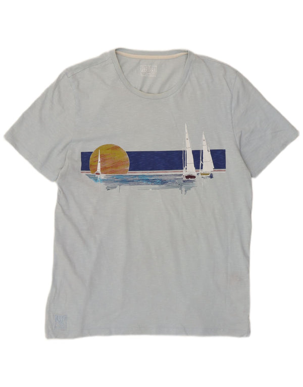 T-shirt grafica da uomo Fat Face Top grande in cotone blu