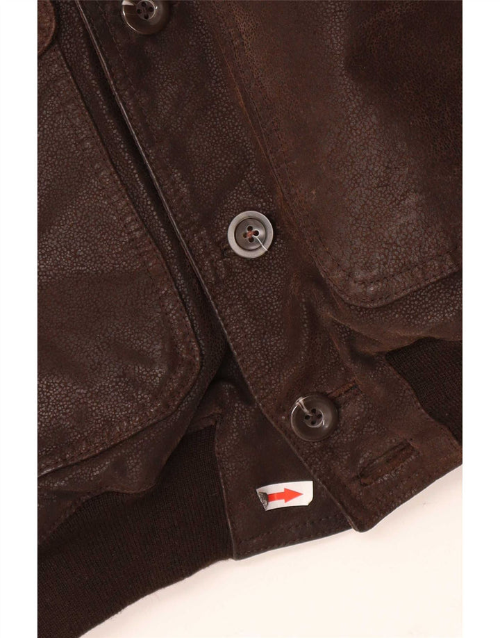 Giacca bomber in pelle da uomo vintage IT 48 Marrone medio