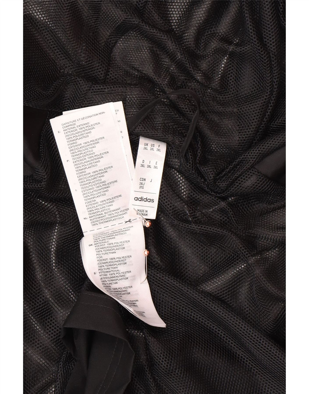 ADIDAS Giacca antipioggia con cappuccio grafica da uomo UK 46 3XL Poliestere nero