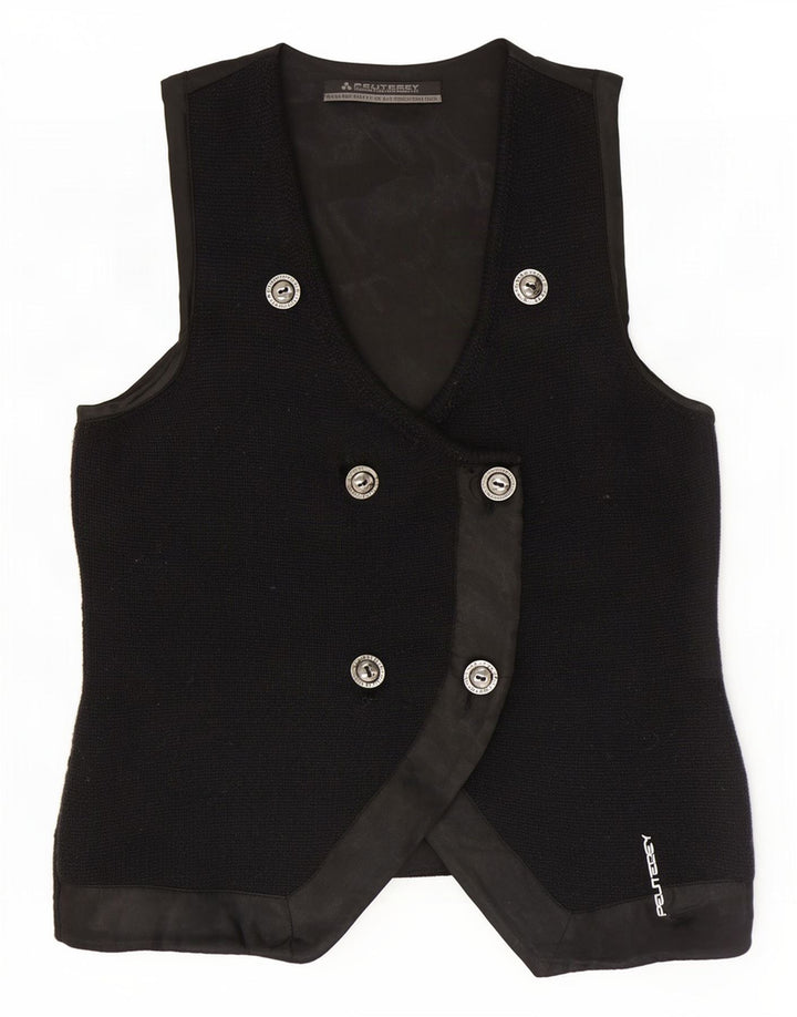 PEUTEREY Gilet Doppiopetto da Donna in Maglia IT 44 Medio Lana Nera