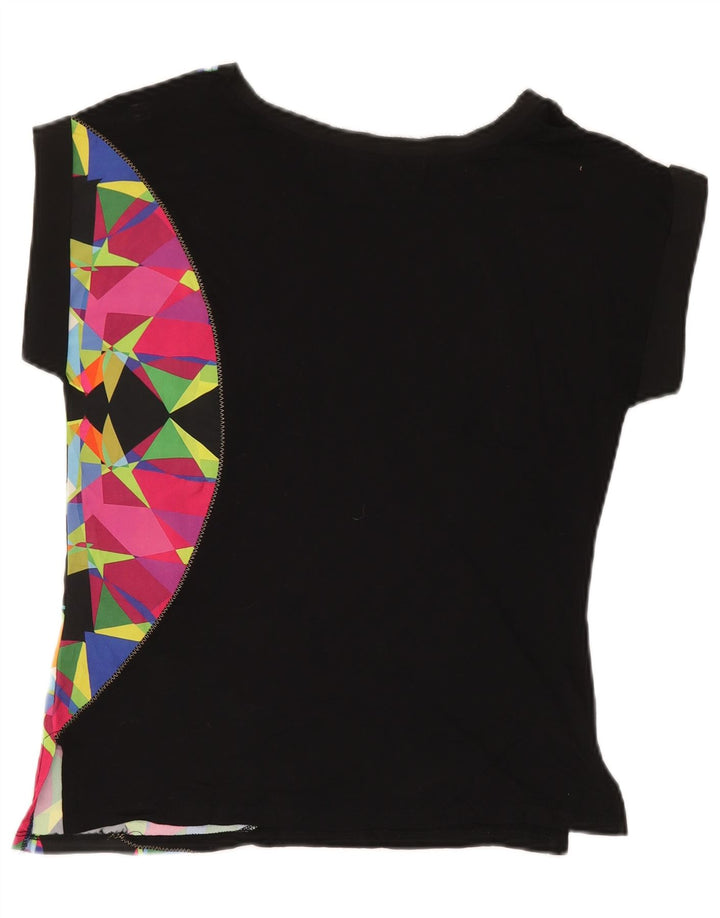 Desigual T-shirt da donna Top UK 12 Medium Nero geometrico