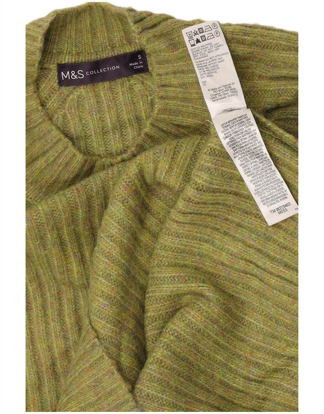 Maglione maglione a collo alto da donna Marks & Spencer UK 10 piccolo verde