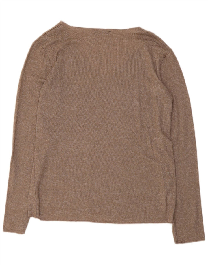 Top Zara da donna a maniche lunghe UK 12 in viscosa marrone medio