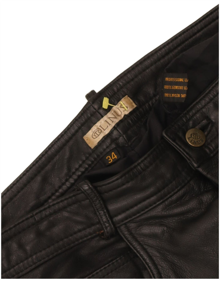 Pantaloni slim in pelle da uomo Linus W34 L34 neri
