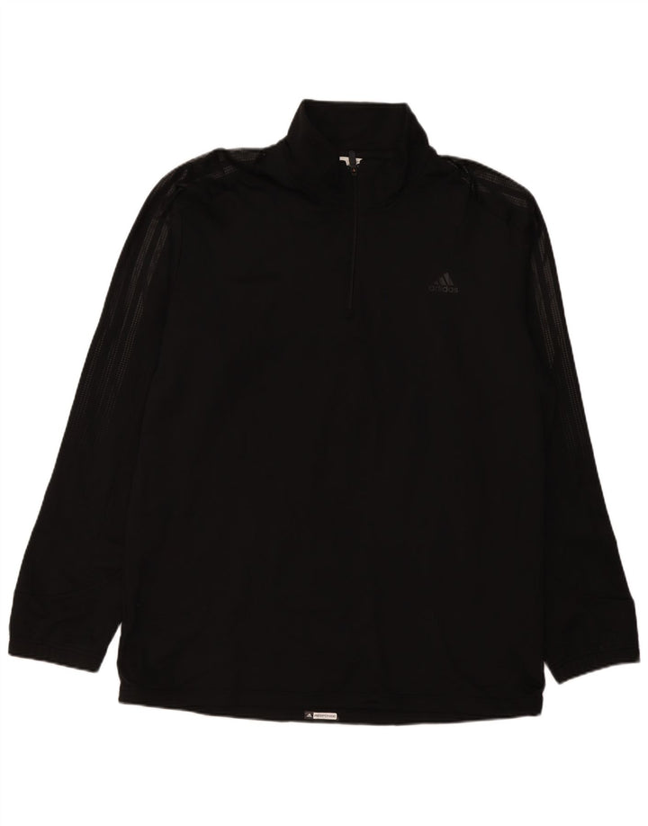 Felpa ADIDAS da uomo Climawarm con zip e collo, maglione XL, poliestere nero