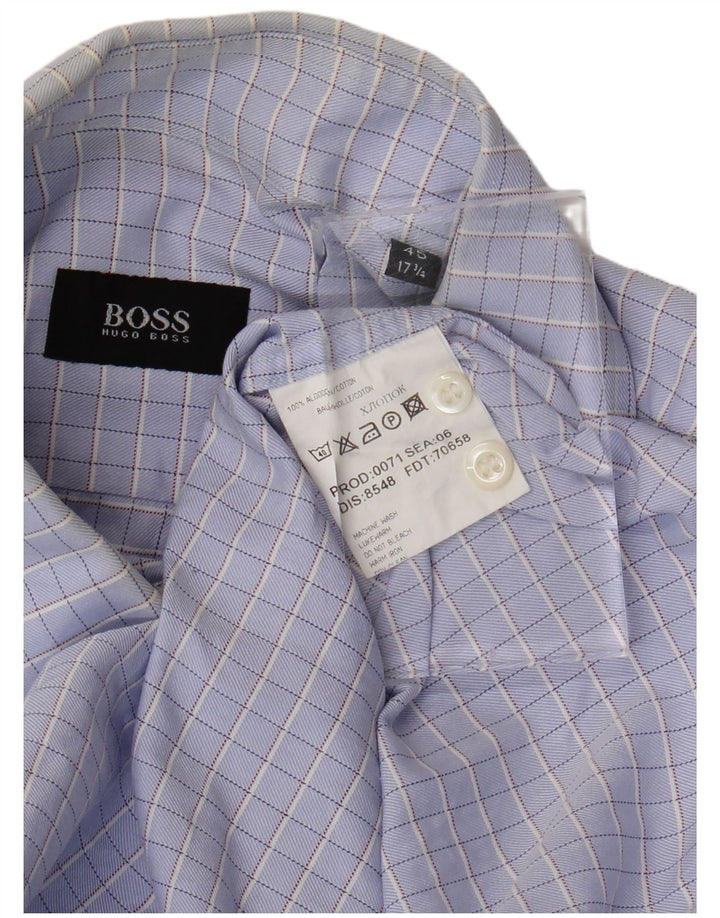 Camicia da uomo HUGO BOSS taglia 45 17 1/2 XL cotone a quadri viola