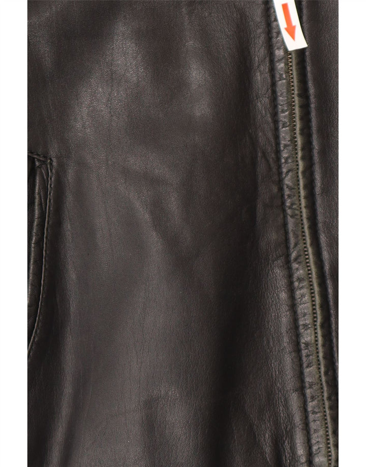 Giacca bomber in pelle da uomo vintage IT 50 grande in pelle nera