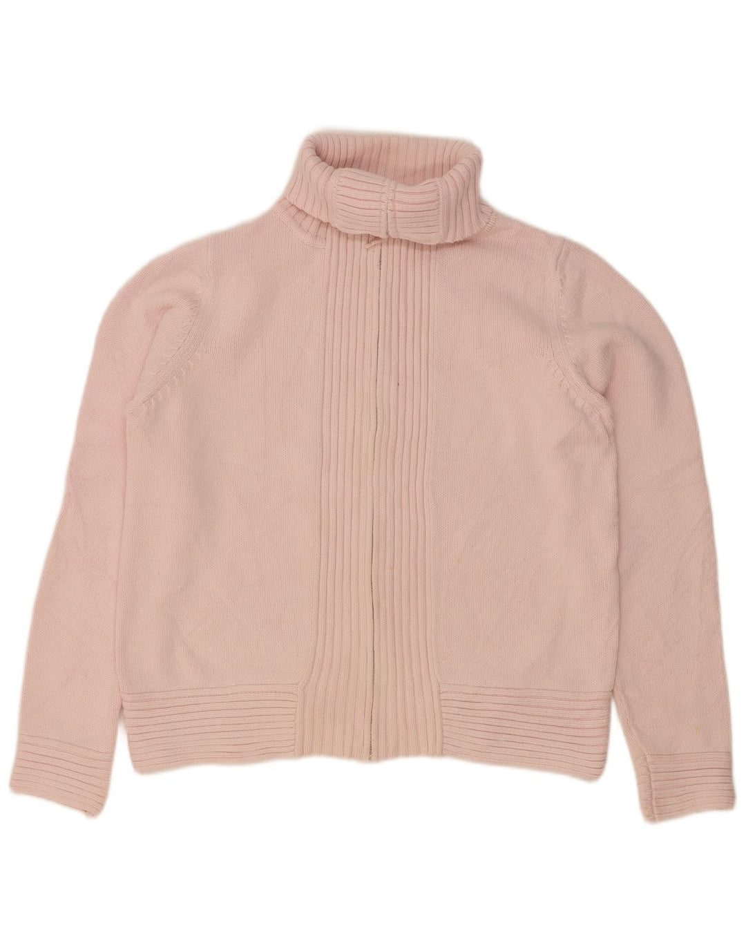Maglione cardigan a collo alto da donna Marks & Spencer UK 14 Cotone rosa medio