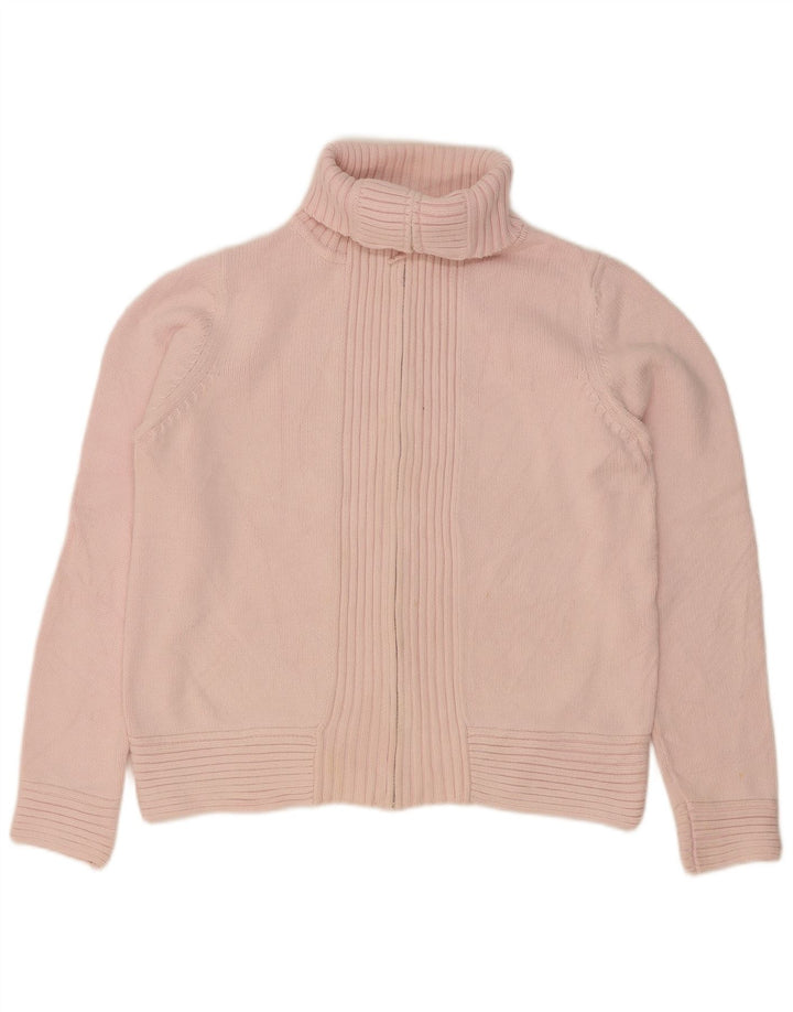 Maglione cardigan a collo alto da donna Marks & Spencer UK 14 Cotone rosa medio