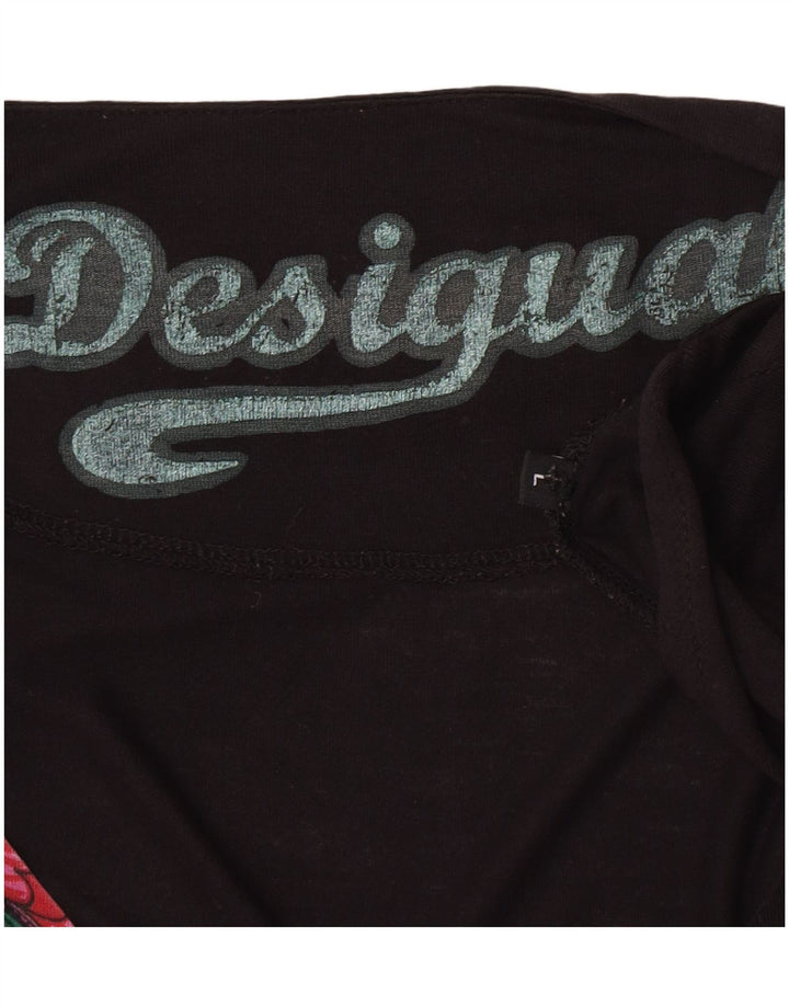 Desigual Donna Camicetta a Pipistrello Top UK 16 Grande Nero Floreale