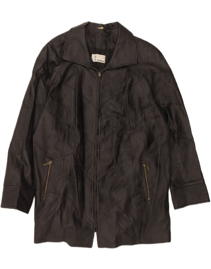 CHALICE Womens Oversized Leather Coat UK 18 XL Black Patchwork Leather Vintage Chalice and Second-Hand Chalice from Messina Hembry 
