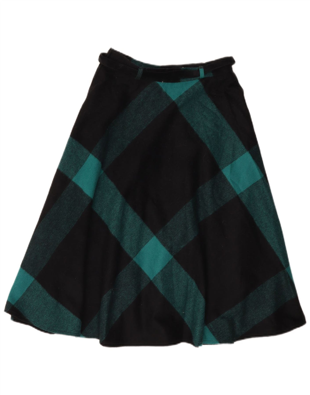 Gonna svasata da donna vintage IT 42 media W26 lana a quadri nera