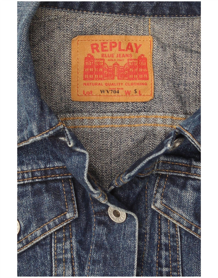 Giacca in denim corta da donna Replay UK 8 piccola in cotone blu