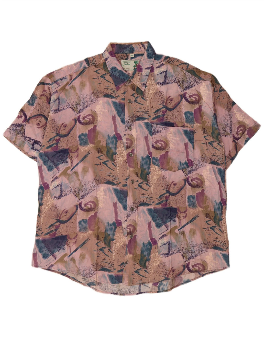Camicia a maniche corte da uomo con motivo astratto Coconut 2XL Viola tropicale