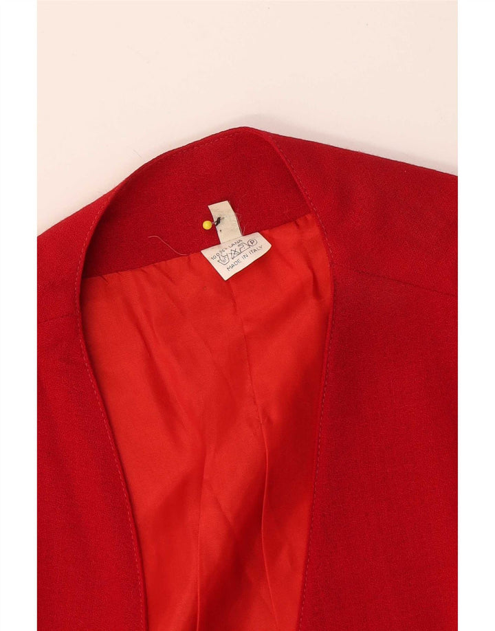 Gilet da donna vintage UK 14 medio rosso lana