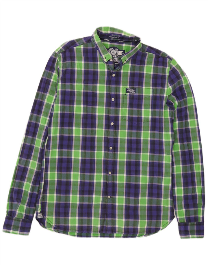 Camicia da uomo Superdry in cotone a quadri verdi grandi