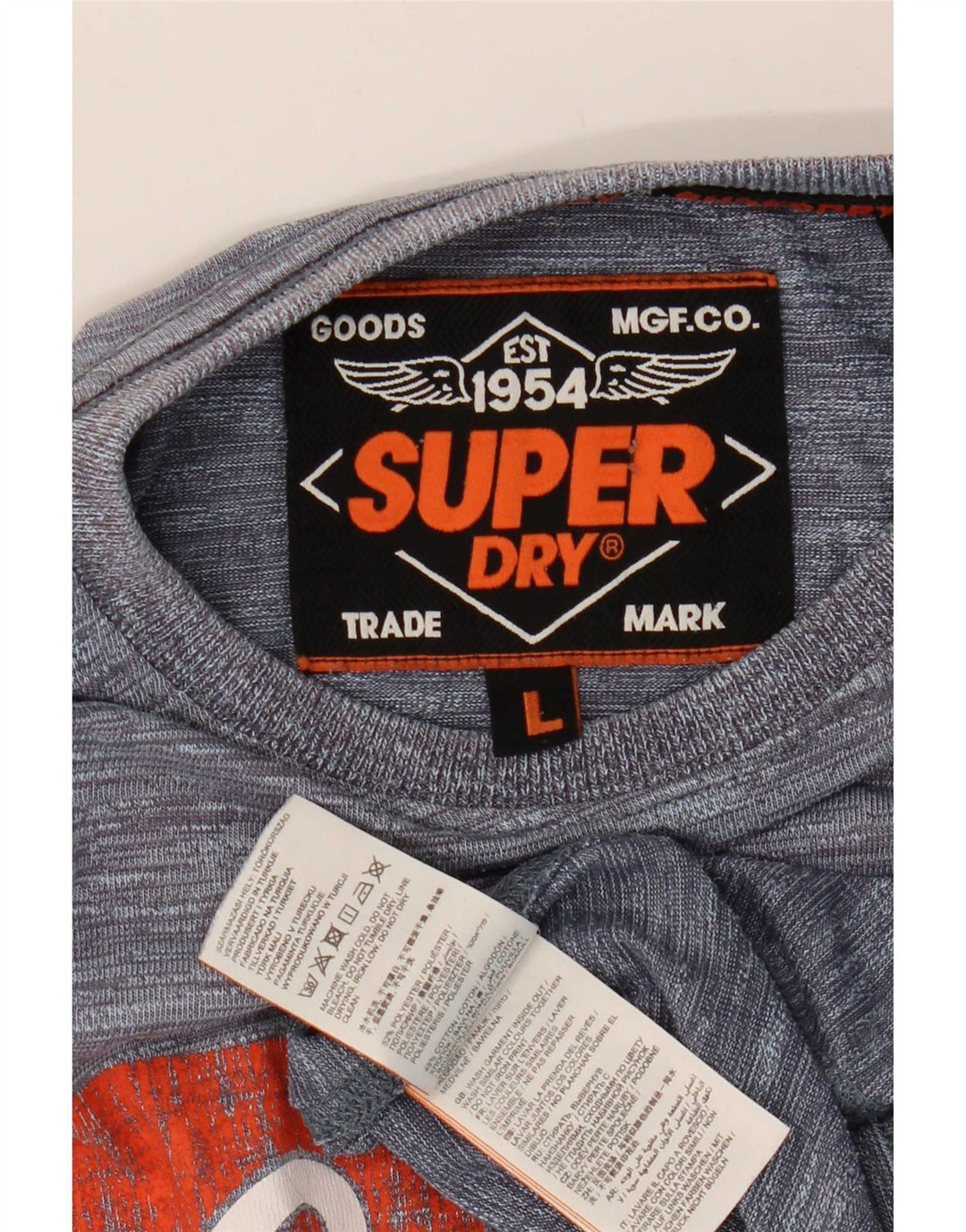 T-shirt grafica da uomo Superdry Top grande in poliestere chiazzato grigio