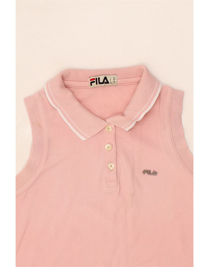 FILA Womens Sleeveless Polo Shirt IT 42 Medium Pink Cotton Vintage Fila and Second-Hand Fila from Messina Hembry 