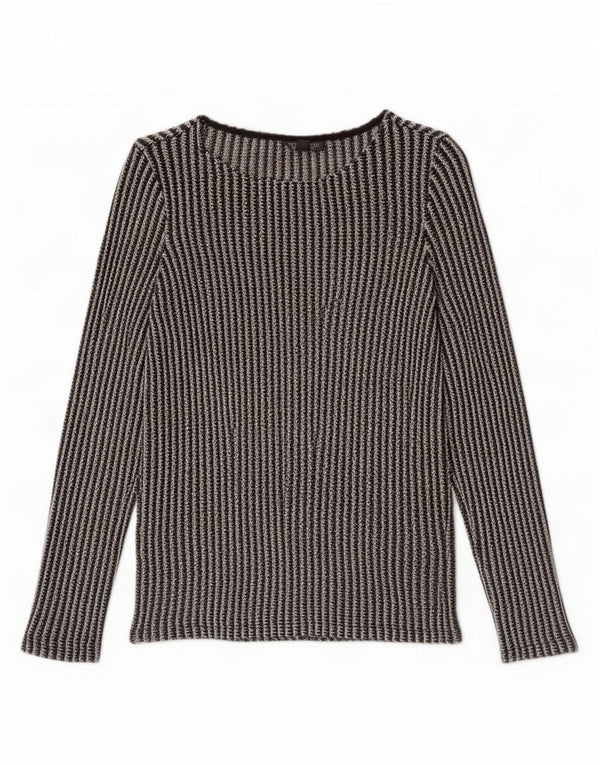 Topshop Donna Top Manica Lunga UK 6 XS Cotone a Righe Nero