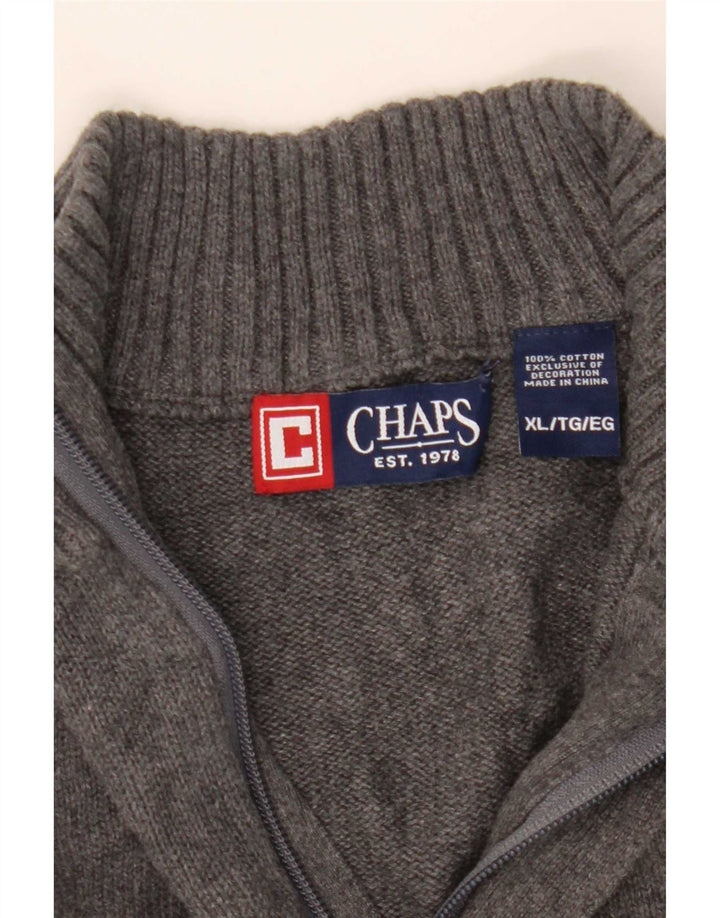 Maglione Chaps da uomo con zip e collo XL in cotone grigio