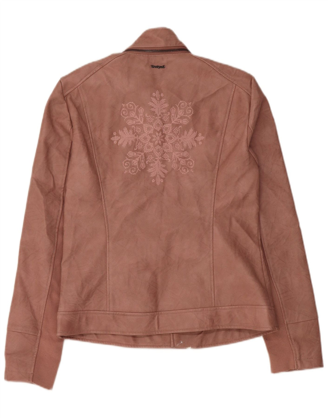 Desigual Giacca da motociclista in ecopelle da donna EU 38 Rosa medio floreale