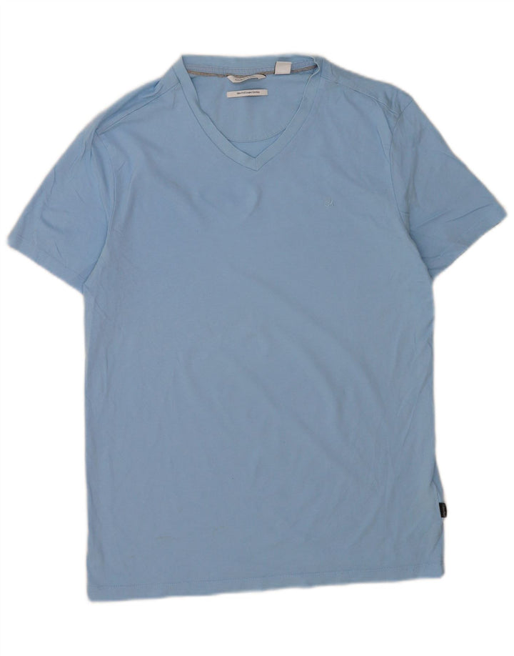 T-shirt slim fit da uomo Calvin Klein Top in cotone blu medio