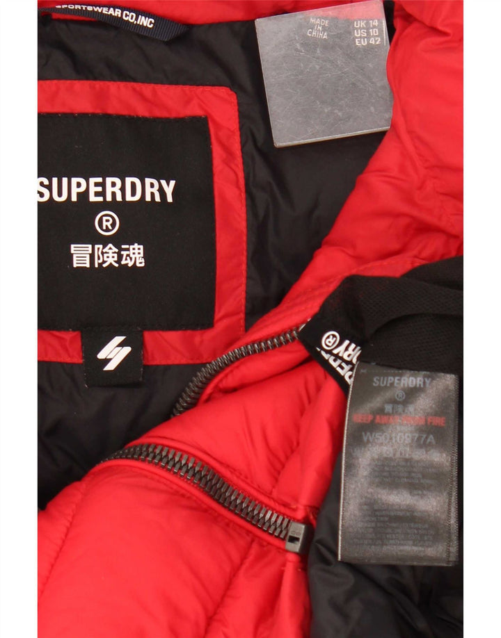 Giacca imbottita da donna Superdry UK 14 Large Rosso Poliestere