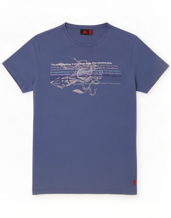 T-shirt grafica da uomo Kappa Top blu medio in cotone