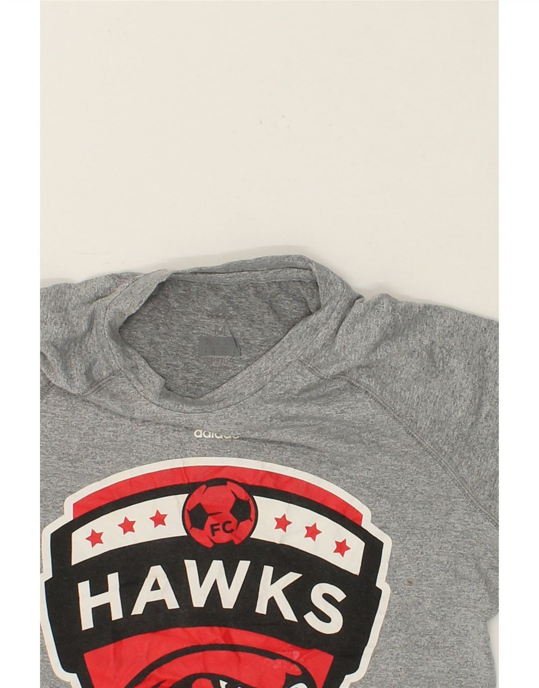 ADIDAS Boys FC Hawks Graphic T-Shirt Top 8-9 Years Medium Grey Polyester Vintage Adidas and Second-Hand Adidas from Messina Hembry 