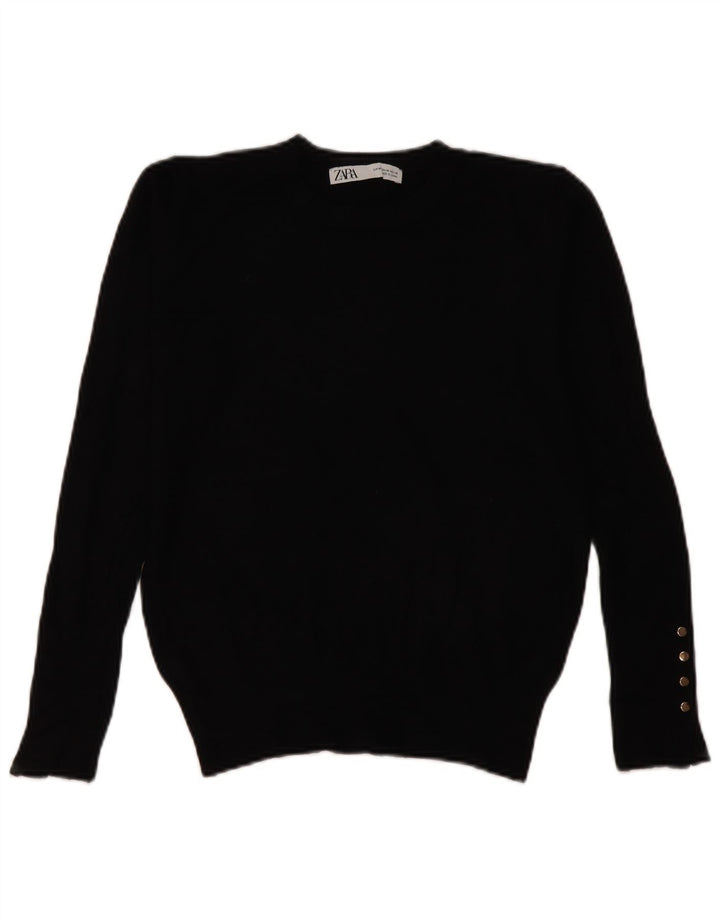 Maglione maglione girocollo da donna Zara UK 14 viscosa nera media