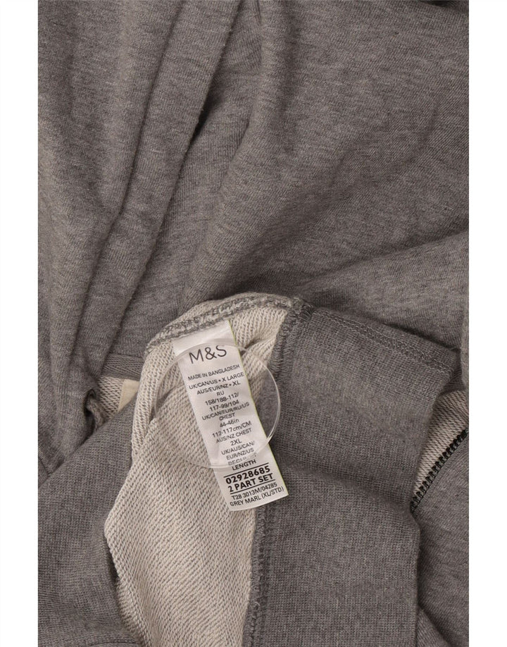 MARKS & SPENCER Felpa con cappuccio e zip da uomo XL in cotone grigio