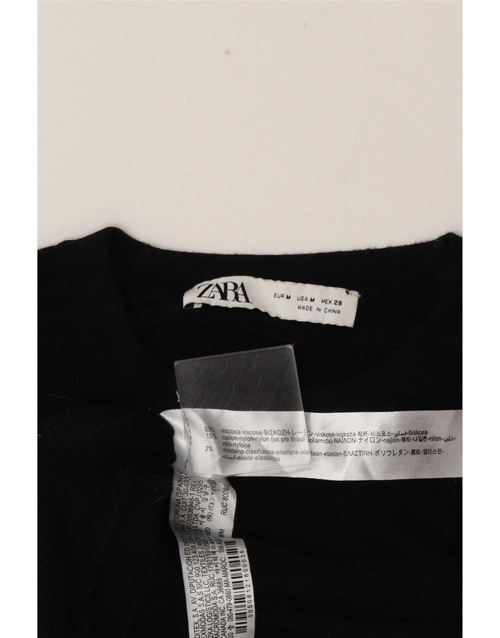 Maglione maglione girocollo da donna Zara UK 14 viscosa nera media