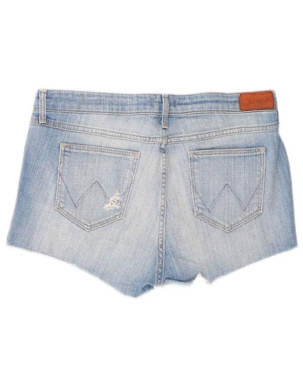 Pantaloncini di jeans invecchiati Boyfriend da donna Wrangler XS W29 cotone blu