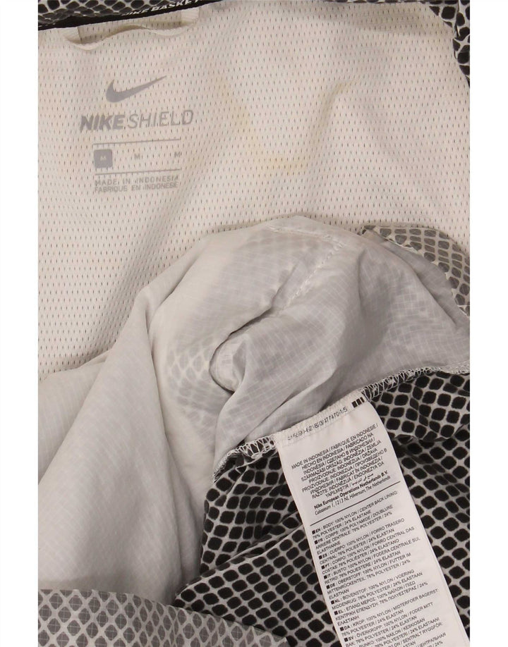 Giacca antipioggia con cappuccio da uomo Nike UK 38 Nylon geometrico grigio medio