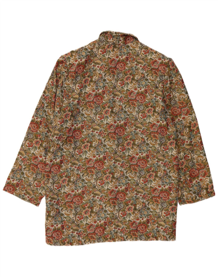 Giacca blazer vintage da donna a 2 bottoni UK 14 grande floreale multicolore