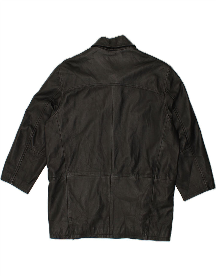 Cappotto in pelle da uomo vestibilità ampia VINTAGE IT 48 Pelle nera media