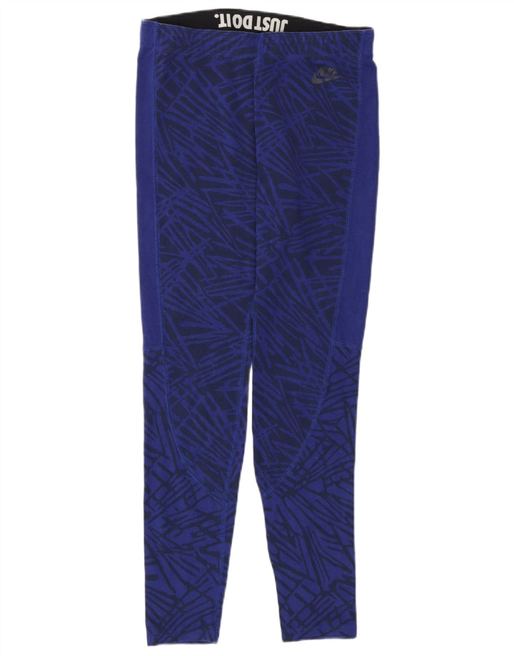 Leggings da donna Nike UK 12 cotone geometrico blu medio